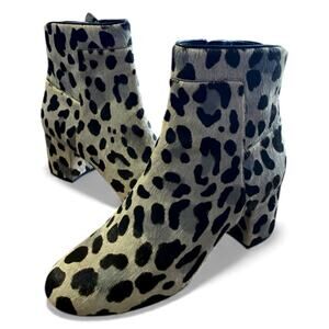 Cole Haan Arden Grand Booties Womens 5.5 Black Beige Leather Calf Hair NWOB